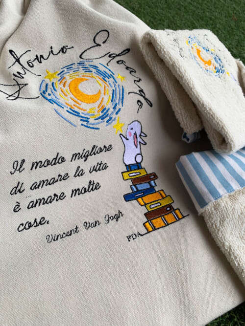 Idea Regalo Set Asilo Ricamo personalizzato esclusivo